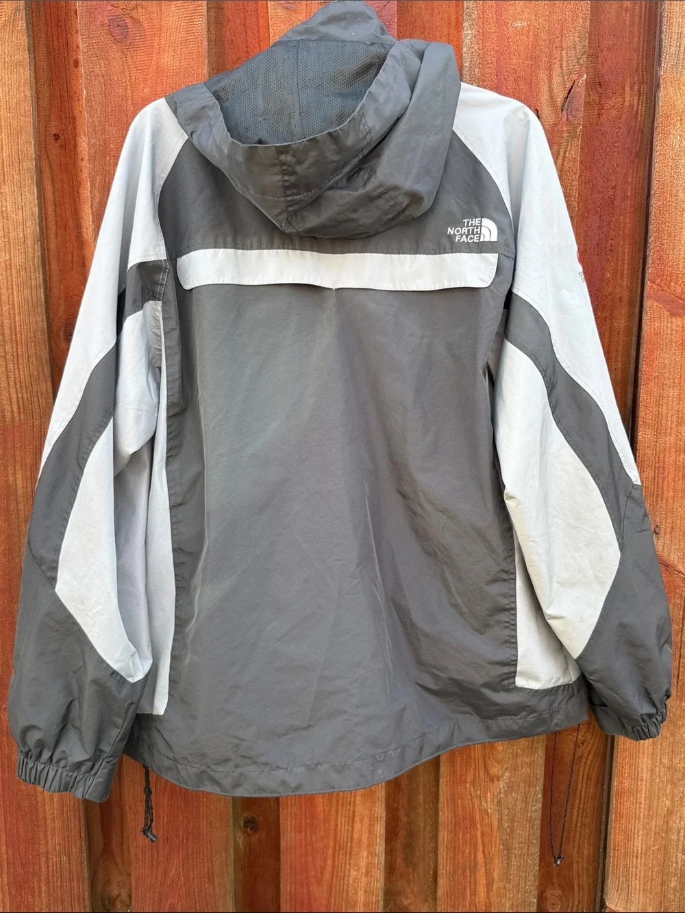 Two-Tone Gray Hooded Techwear Style Shell Jacket Size XXL